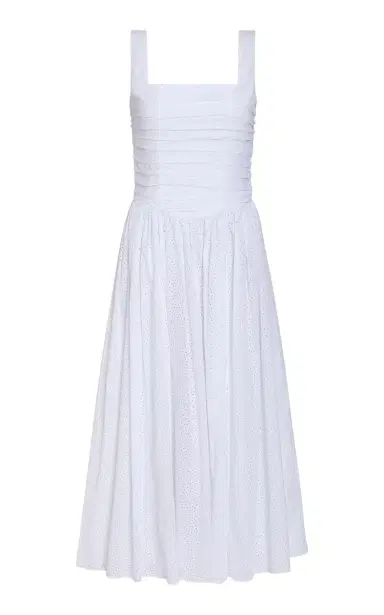 Markarian Maeve Ruched Cotton Eyelet Midi Dress | Thumbnail 4