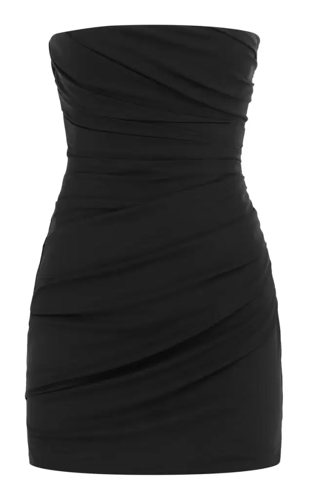 Strapless Stretch-Mesh Mini Dress - Black