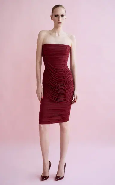 Alex Perry Strapless Draped Knee-Length Dress | Thumbnail 4