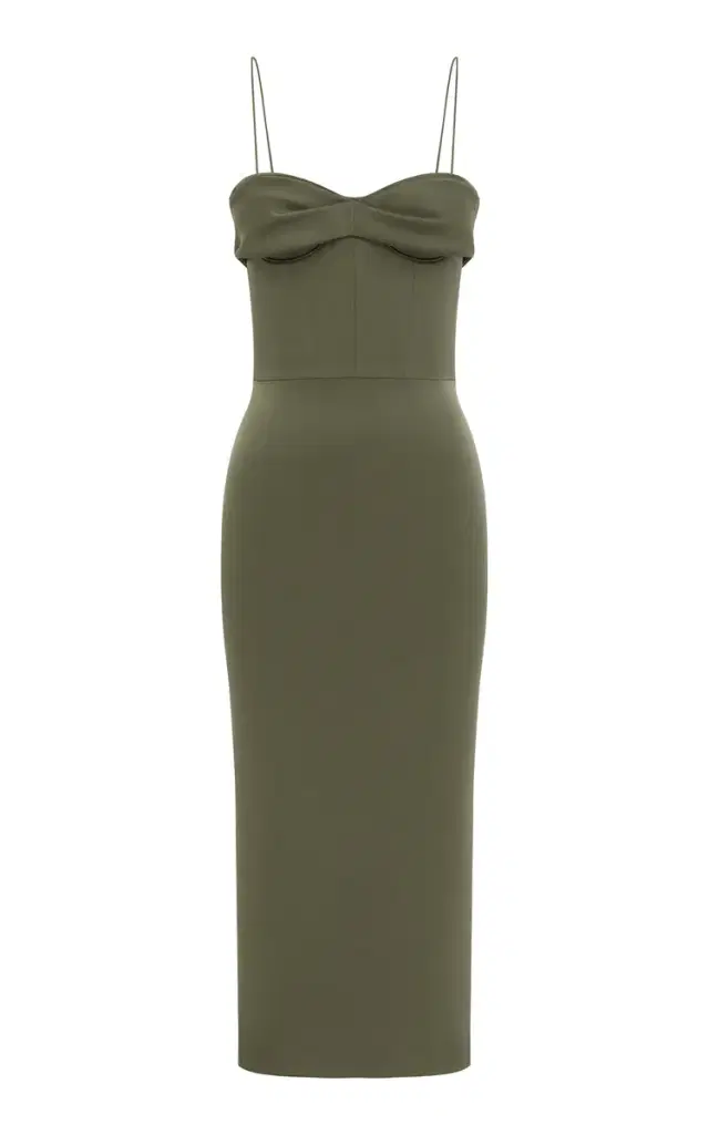 Alex Perry Draped Satin-Crepe Midi Dress