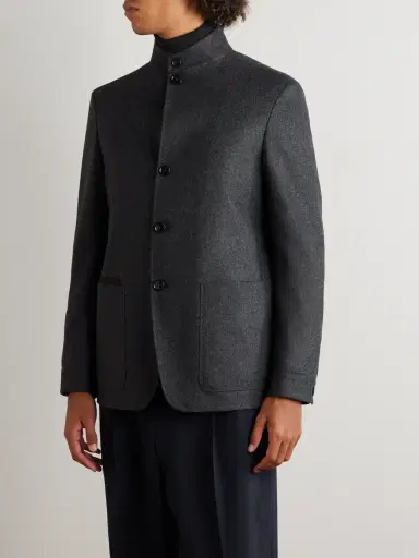 Zegna Il Conte Leather-Trimmed Oasi Cashmere Overshirt - Men | Thumbnail 3