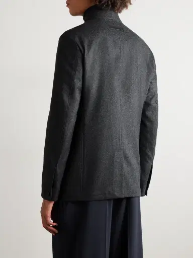 Zegna Il Conte Leather-Trimmed Oasi Cashmere Overshirt - Men | Thumbnail 4