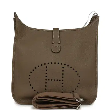 HERMÈS Hermes Evelyne III GM Etoupe Clemence Palladium Hardware | Thumbnail 1