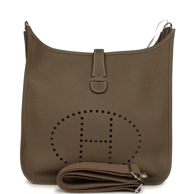 HERMÈS Hermes Evelyne III GM Etoupe Clemence Palladium Hardware