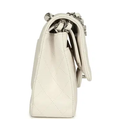 Chanel Pre-owned Chanel Medium Classic Double Flap White Shiny Caviar Silver Hardware | Thumbnail 3 Chanel Pre-owned Chanel Medium Classic Double Flap White Shiny Caviar Silver Hardware | Thumbnail 3