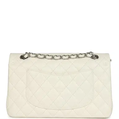 Chanel Pre-owned Chanel Medium Classic Double Flap White Shiny Caviar Silver Hardware | Thumbnail 4 Chanel Pre-owned Chanel Medium Classic Double Flap White Shiny Caviar Silver Hardware | Thumbnail 4