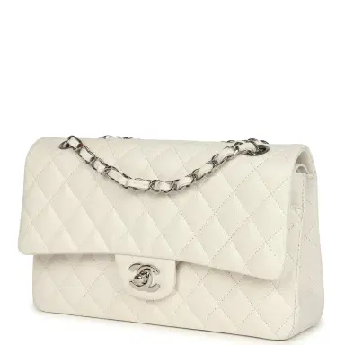 Chanel Pre-owned Chanel Medium Classic Double Flap White Shiny Caviar Silver Hardware | Thumbnail 5 Chanel Pre-owned Chanel Medium Classic Double Flap White Shiny Caviar Silver Hardware | Thumbnail 5