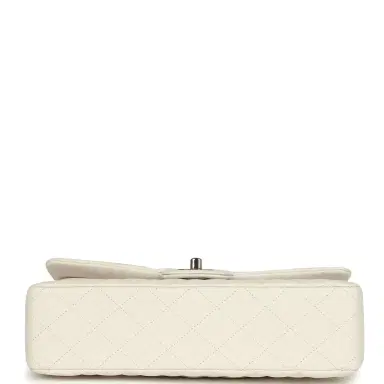Chanel Pre-owned Chanel Medium Classic Double Flap White Shiny Caviar Silver Hardware | Thumbnail 6 Chanel Pre-owned Chanel Medium Classic Double Flap White Shiny Caviar Silver Hardware | Thumbnail 6