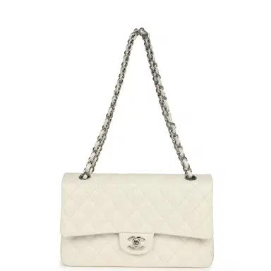 Chanel Pre-owned Chanel Medium Classic Double Flap White Shiny Caviar Silver Hardware | Thumbnail 7 Chanel Pre-owned Chanel Medium Classic Double Flap White Shiny Caviar Silver Hardware | Thumbnail 7