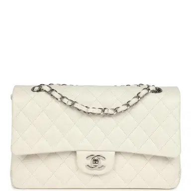 Chanel Pre-owned Chanel Medium Classic Double Flap White Shiny Caviar Silver Hardware | Thumbnail 1 Chanel Pre-owned Chanel Medium Classic Double Flap White Shiny Caviar Silver Hardware | Thumbnail 1