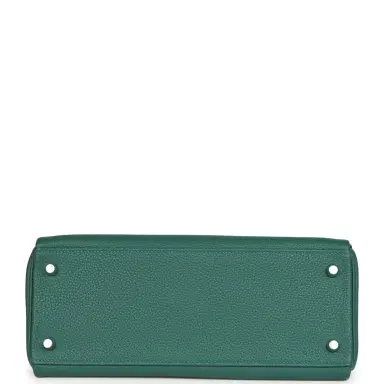 HERMÈS Pre-owned Hermes Au Pas Kelly Retourne 28 Malachite Togo, Black, Bleu Zanzibar Evercolor and Box Palladium Hardware | Thumbnail 6