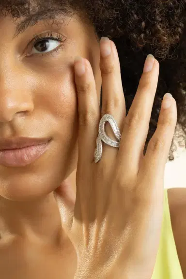 GRAZIELA Diamond Baguette Bypass Ring | Thumbnail 2