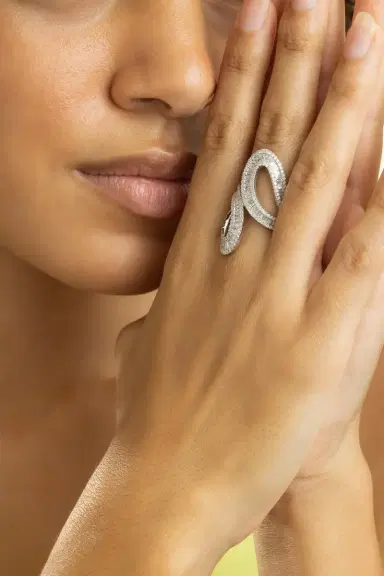 GRAZIELA Diamond Baguette Bypass Ring | Thumbnail 3