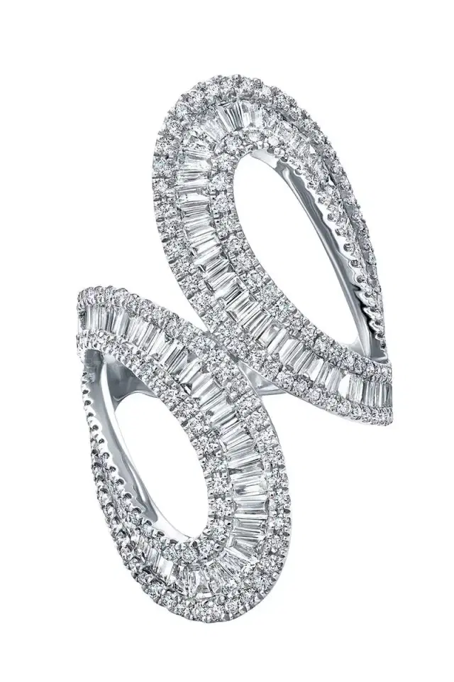 GRAZIELA Diamond Baguette Bypass Ring