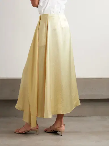 Abadia Verlap Draped Frayed Dupioni Wrap Maxi Skirt | Thumbnail 4