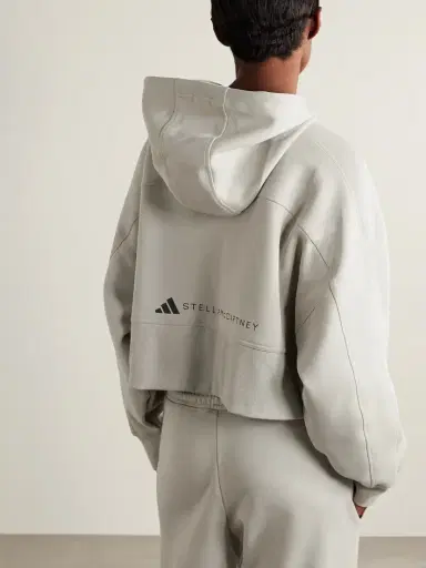 adidas by Stella McCartney Cropped Organic Cotton-blend Jersey Hoodie | Thumbnail 3
