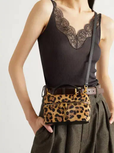 Saint Laurent Gaby Vanity Leather-trimmed Leopard-print Calf Hair Shoulder Bag | Thumbnail 6 Saint Laurent Gaby Vanity Leather-trimmed Leopard-print Calf Hair Shoulder Bag | Thumbnail 6