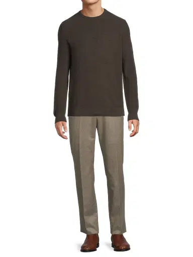 CORNELIANI Men's Birdseye Wool Crewneck Sweater - Brown - Size 48 | Thumbnail 2