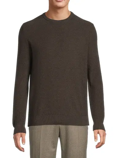 CORNELIANI Men's Birdseye Wool Crewneck Sweater - Brown - Size 48 | Thumbnail 3