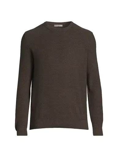 CORNELIANI Men's Birdseye Wool Crewneck Sweater - Brown - Size 48 | Thumbnail 1