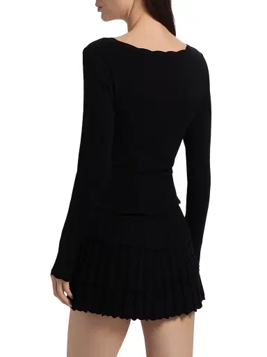 LoveShackFancy Women's Lavender Tiered Stretch Pointelle-Knit Minidress - Black | Thumbnail 5 LoveShackFancy Women's Lavender Tiered Stretch Pointelle-Knit Minidress - Black | Thumbnail 5