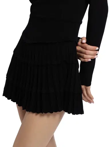 LoveShackFancy Women's Lavender Tiered Stretch Pointelle-Knit Minidress - Black | Thumbnail 6 LoveShackFancy Women's Lavender Tiered Stretch Pointelle-Knit Minidress - Black | Thumbnail 6