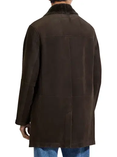 Zegna Men's Shearling Coat - Dark Brown - Size 46 | Thumbnail 3