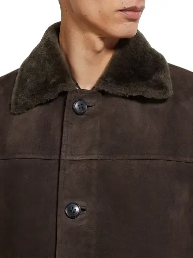 Zegna Men's Shearling Coat - Dark Brown - Size 46 | Thumbnail 4