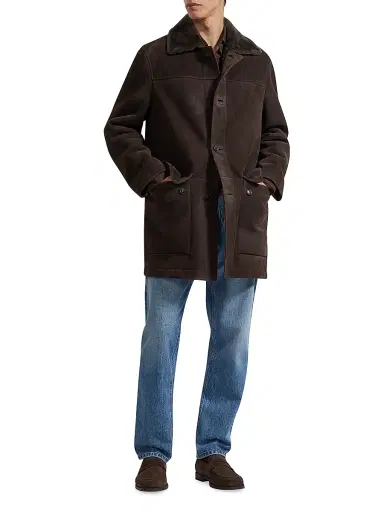 Zegna Men's Shearling Coat - Dark Brown - Size 46 | Thumbnail 5