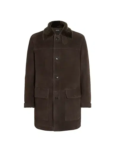 Zegna Men's Shearling Coat - Dark Brown - Size 46 | Thumbnail 1