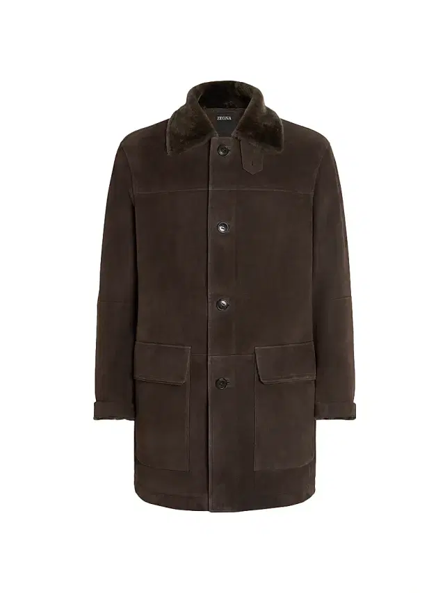 ZEGNA Men's Shearling Coat - Dark Brown