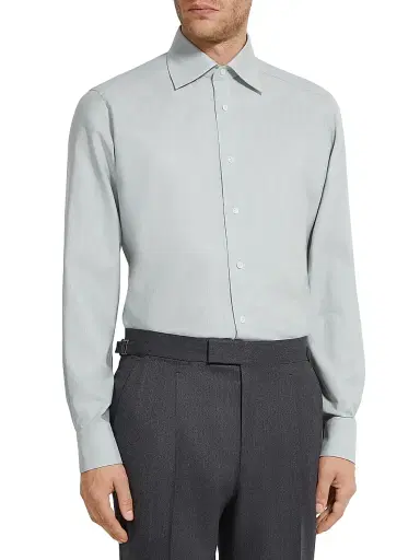 Zegna Men's Silk Cotton and Cashmere Shirt | Thumbnail 2 Zegna Men's Silk Cotton and Cashmere Shirt | Thumbnail 2