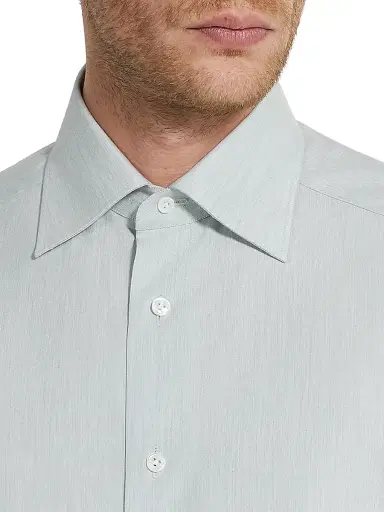 Zegna Men's Silk Cotton and Cashmere Shirt | Thumbnail 4 Zegna Men's Silk Cotton and Cashmere Shirt | Thumbnail 4
