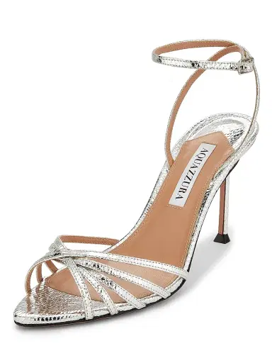 Aquazzura Women's Tell Me 85MM Strappy Metallic Leather Sandals - Silver - Size 12 | Thumbnail 2 Aquazzura Women's Tell Me 85MM Strappy Metallic Leather Sandals - Silver - Size 12 | Thumbnail 2