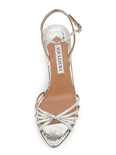 Aquazzura Women's Tell Me 85MM Strappy Metallic Leather Sandals - Silver - Size 12 | Thumbnail 4 Aquazzura Women's Tell Me 85MM Strappy Metallic Leather Sandals - Silver - Size 12 | Thumbnail 4