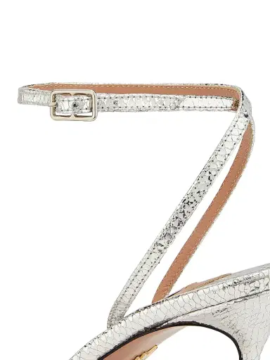 Aquazzura Women's Tell Me 85MM Strappy Metallic Leather Sandals - Silver - Size 12 | Thumbnail 5 Aquazzura Women's Tell Me 85MM Strappy Metallic Leather Sandals - Silver - Size 12 | Thumbnail 5