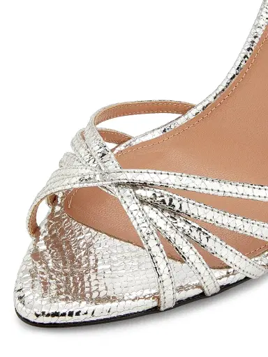Aquazzura Women's Tell Me 85MM Strappy Metallic Leather Sandals - Silver - Size 12 | Thumbnail 6 Aquazzura Women's Tell Me 85MM Strappy Metallic Leather Sandals - Silver - Size 12 | Thumbnail 6