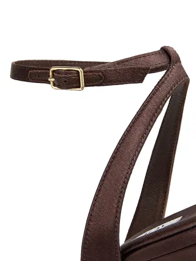 Aquazzura Women's Divine 130MM Satin & Leather Sandals - Mocha - Size 10 | Thumbnail 5
