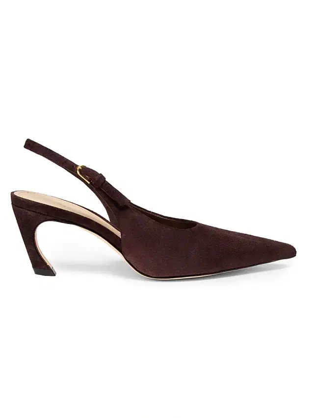 22élevé Women's 6MM Suede Curved-Heel Pumps - Chocolate