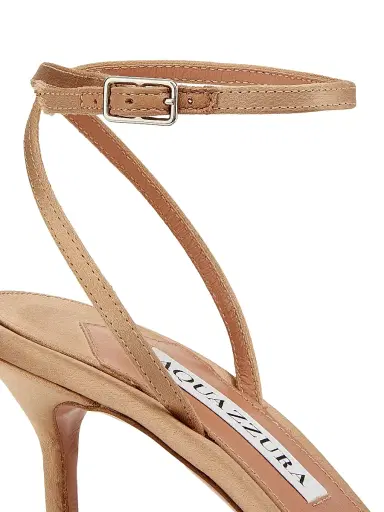 Aquazzura Women's Tell Me 85MM Crystal-Embellished Satin Sandals - Warm Beige - Size 10.5 | Thumbnail 5