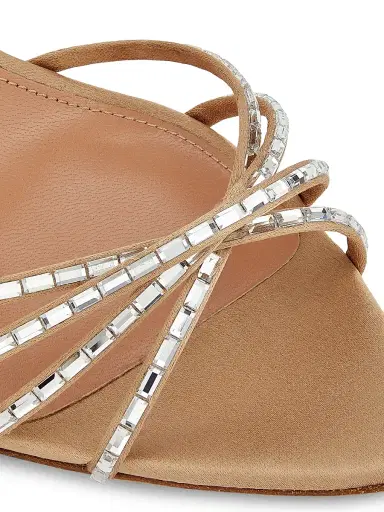 Aquazzura Women's Tell Me 85MM Crystal-Embellished Satin Sandals - Warm Beige - Size 10.5 | Thumbnail 6