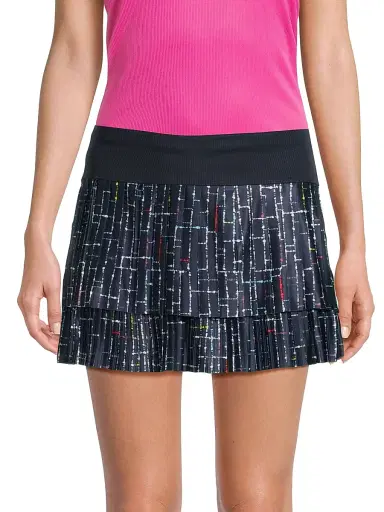 Lucky in Love Women's Ps I Love You Lovin' Boucle Pleated Skirt - Midnight - Size XL | Thumbnail 3