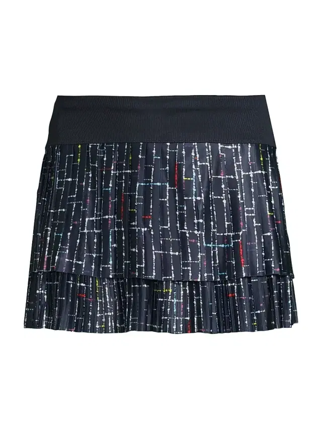 Lucky in Love Women's Ps I Love You Lovin' Boucle Pleated Skirt - Midnight - Size XL
