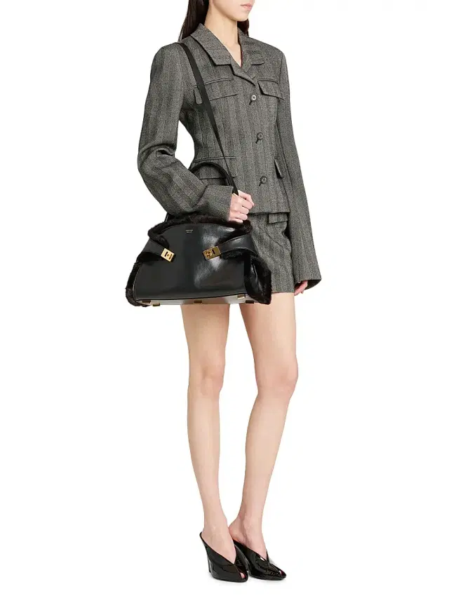 FERRAGAMO Women's  Hug Leather & Shearling Tote Bag - Nero