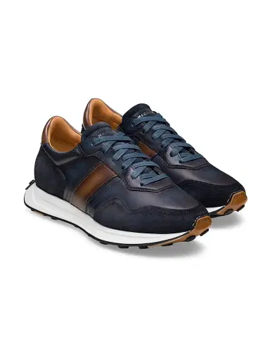 Magnanni Men's Romero III Low-Top Runner Sneakers - Navy Brown | Thumbnail 2 Magnanni Men's Romero III Low-Top Runner Sneakers - Navy Brown | Thumbnail 2