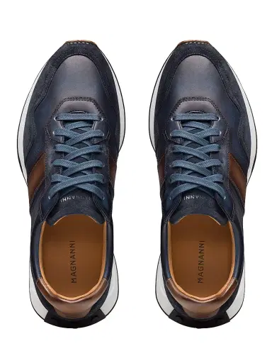 Magnanni Men's Romero III Low-Top Runner Sneakers - Navy Brown | Thumbnail 3 Magnanni Men's Romero III Low-Top Runner Sneakers - Navy Brown | Thumbnail 3