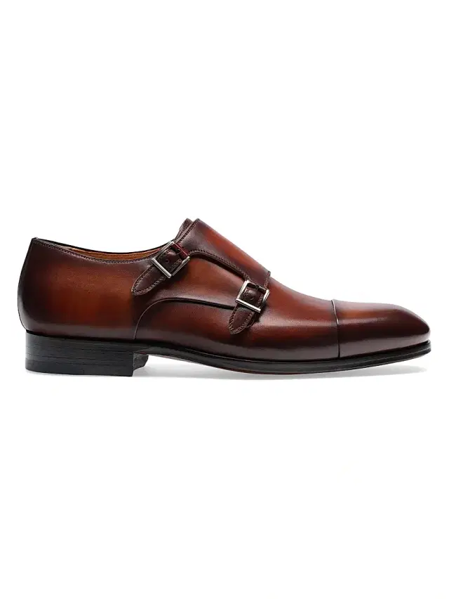 Men's Tinos Double-Buckle Leather Loafers - Cognac
