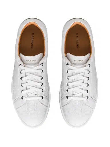 Magnanni Men's Wilshire Leather Low-Top Sneakers - White Texture - Size 8.5 | Thumbnail 3