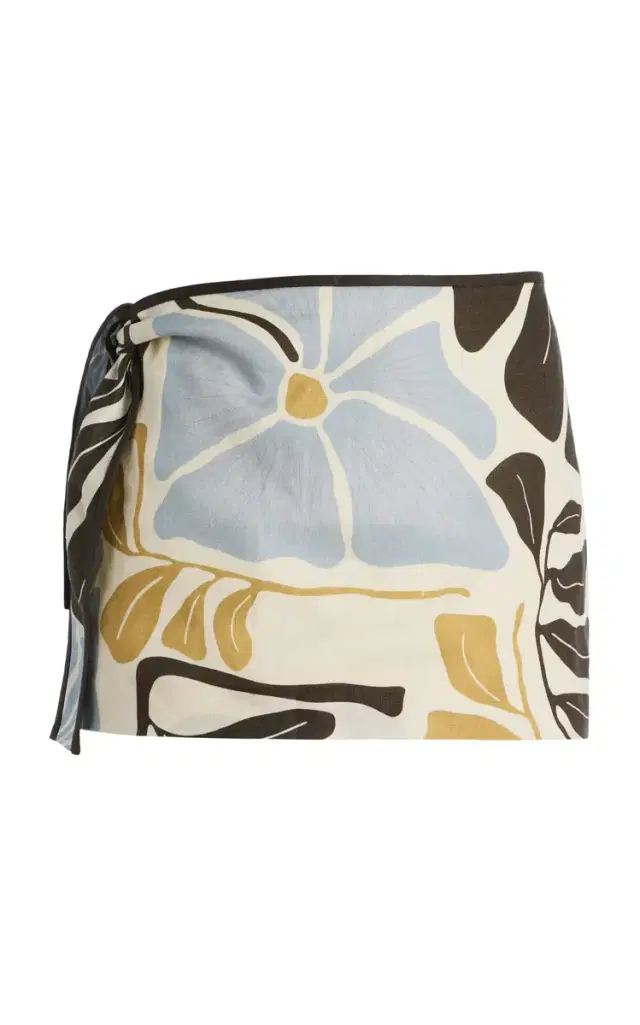Lola Tie-Detailed Linen Mini Skirt