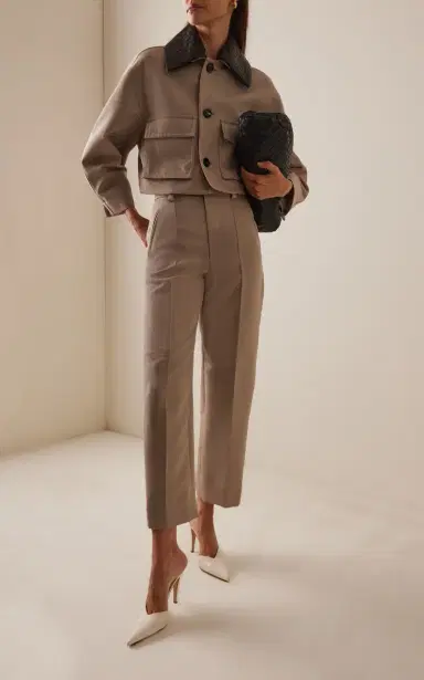 Bottega Veneta Intrecciato-Collar Wool-Twill Jacket | Thumbnail 2 Bottega Veneta Intrecciato-Collar Wool-Twill Jacket | Thumbnail 2
